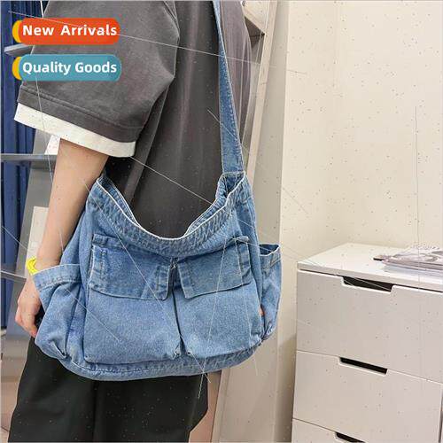 denim washed large capacity bag girl single shoulder crossbo