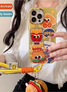 Cute Burger Fries Emoji 适用 Apple 14 New 15 ProMax Lanyard