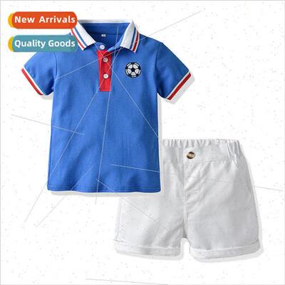 INS Kids Short Sleeve Polo T-Shirt Soccer Embroidered Shorts