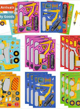 6pcs/pack engineering truck DIY face change stickers new eng