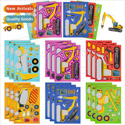 6pcs/pack engineering truck DIY face change stickers new eng