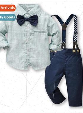Childrens clothing 2023 spring new boys long-sleeved bow tie