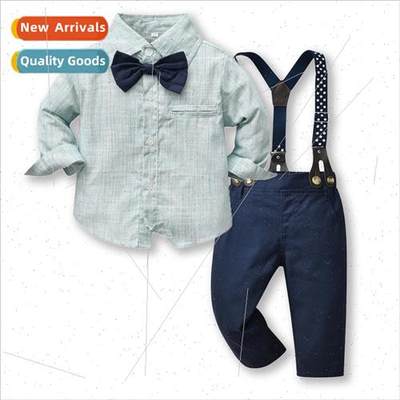 Childrens clothing 2023 spring new boys long-sleeved bow tie