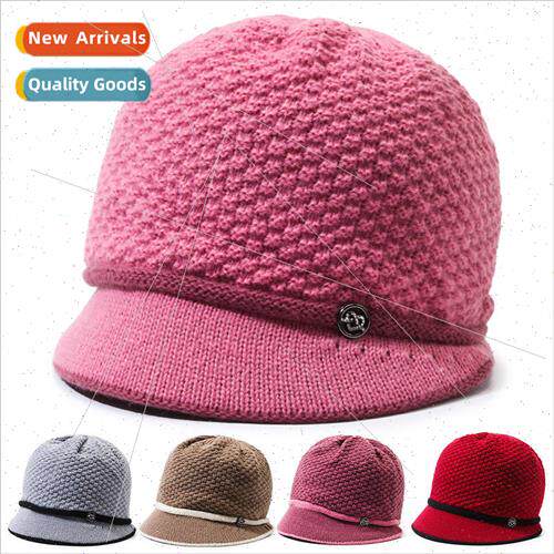 Winter womens hat set head padded wool hat thickened knitted