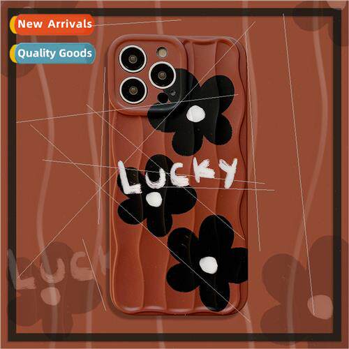 Simple wind ins black flowers 适用 Apple 15ProMax phone case