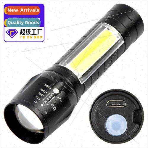 USB Rechargeable Bright Mini Flashlight XPE+COB Bright Flash图片