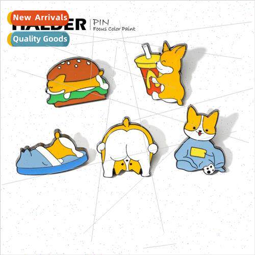 Design Corgi Ass Alloy Brooch Cute Pet Dog Pair Couple Pins