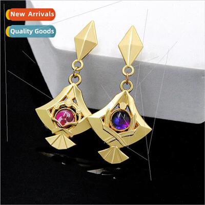 Game  al God Yae Kamiko earrings homo double-sided glass thu