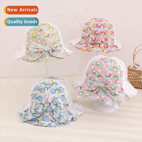 Summer personalized printing bow net pot hat fashionable ver