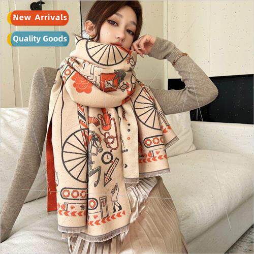 Fashion British  digital printing faux cashmere shawl winter