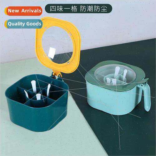 Kitchen spice box set a box of four compartments with a spoo