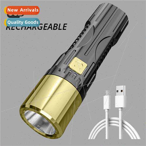Plastic LED flashlight bright rechargeable USB outdoor house