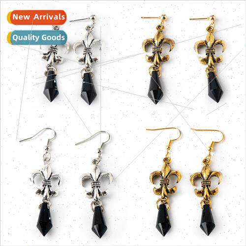 Anime  American Girl Warrior earrings female black crystal e