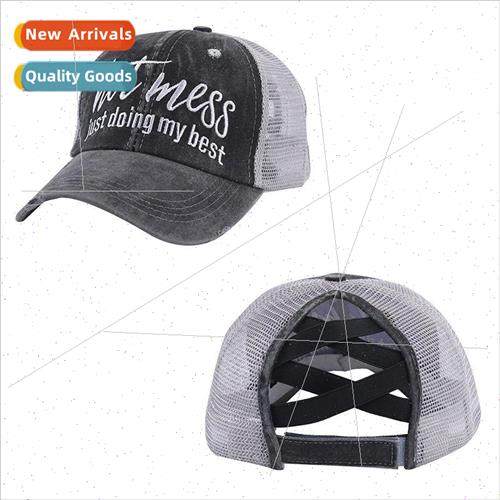 Embroidered baseball cap back opening washed baseball cap me