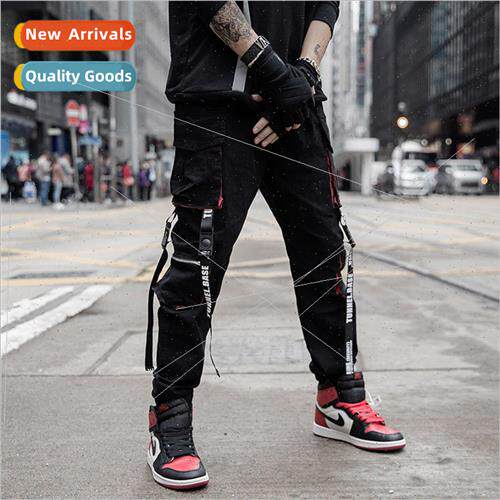 flutter belt drawstring leg work pants mens personalized hip
