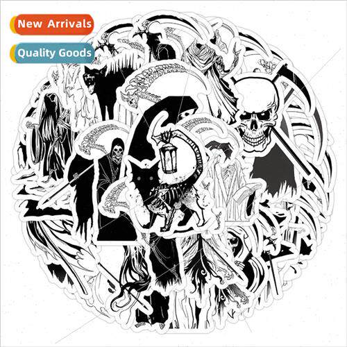 60 black and white death cartoon graffiti stickers handbook