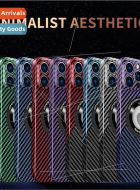适用 Iphone 14pro max phone case magnetic carbon fiber patte