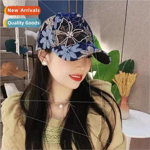 Duck tongue cap children summer new embroidered flowers temp