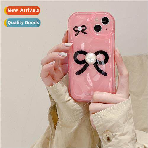 Gentle three-dimensional pearl bow 适用 iPhone 13 Spice Girl