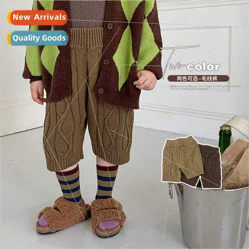 Korea boys and girls baby twist pattern knitted pants pants