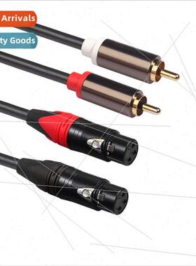New all copper 2rca male to dual ca male audio cable 1.5 met