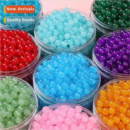 6/8mm glass jelly solid color imitation jade beads loose bea