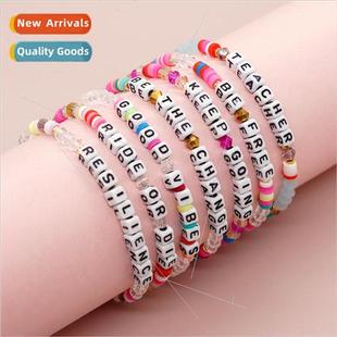 Beads Colorful Soft Windy Crystal Alphabet Ceramic Square