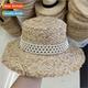 top raffia bowler hat Straw pearl straw children flat