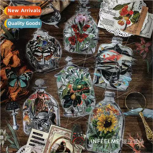 PET Sticker Pack Grass Fish and Bugs Series Vintage Plants S