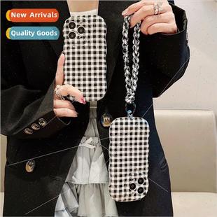 simple black Apple and 适用 winter plaid Autumn white