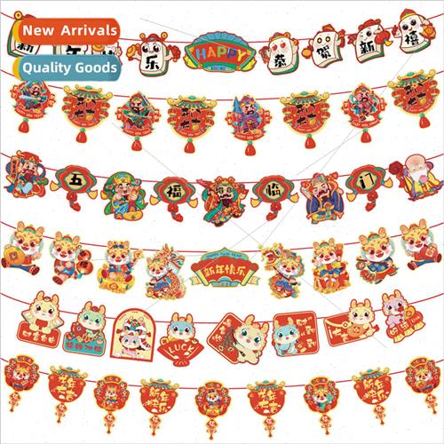 2024 New Years decorative flags Spring Festival shopping mal