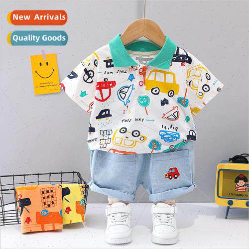 2023 Boys suit summer new Korean car lapel short-sleeved den