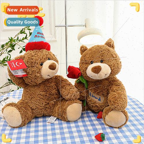 2023 new cute gift bear plush toy rose bear birthday hat bea