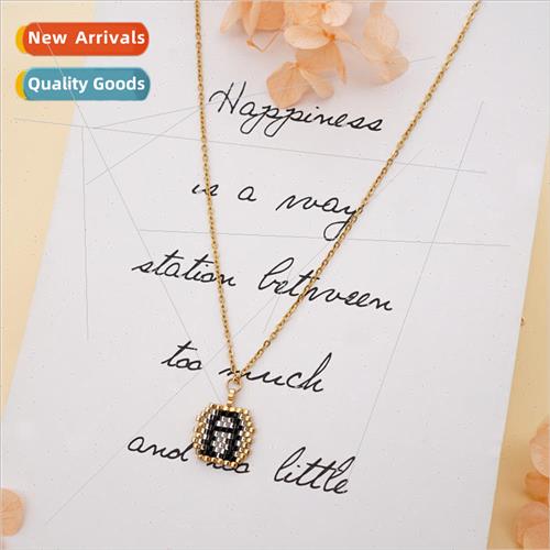 Japan imported DB beads full alphabet gold plated chain neck