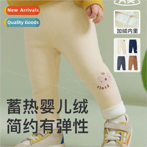 2023 winter new childrens bottom pants heat storage baby vel