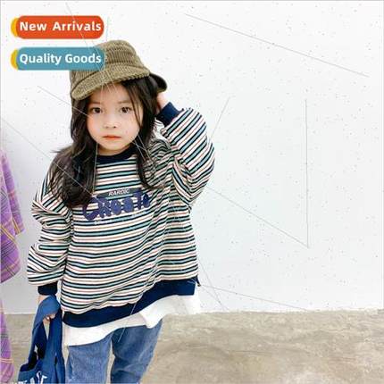 boys and girls striped loose  of the casual pullover sweater