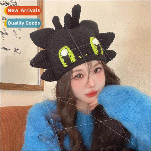 Cute dinosaur cute fun big eyes knitted cap fall and winter