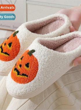 2023 new Halloween pumpkin cartoon warm winter cotton slippe