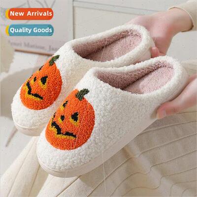 2023 new Halloween pumpkin cartoon warm winter cotton slippe