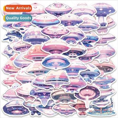 50 mauve cartoon flying saucer cute graffiti stickers luggag