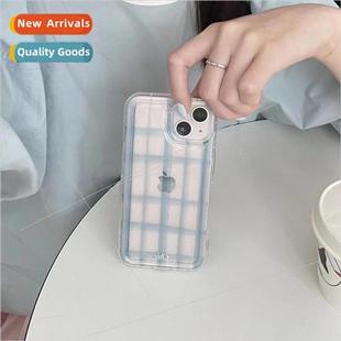 IPhone14Promax Space Soft Striped Plaid Apple Blue Case