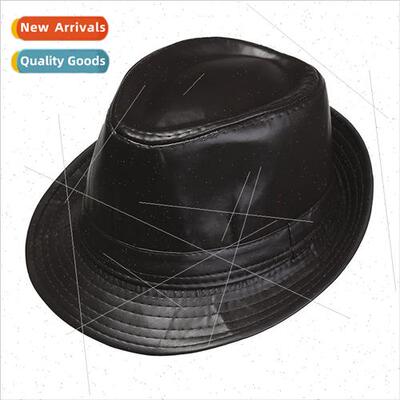 Korean  of the British mens PU leather bowler hat gentleman
