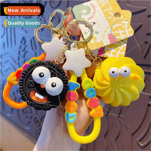Draw a cake series keychain female cute resin quirky pop-eye
