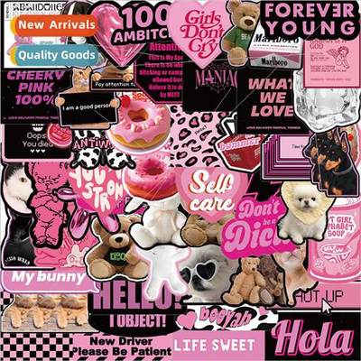 55 pink ink English graffiti stickers personalized decoratio