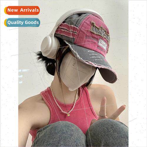 American retro baseball cap female do old grinding edge show