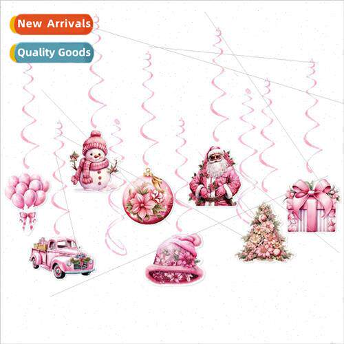 Pink Themed Christmas Decorations Spiral Hanging Decorations