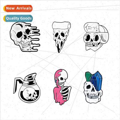 Teapot Skull Brooch Cowboy Badge Oil Drip Horror Pizza Skull