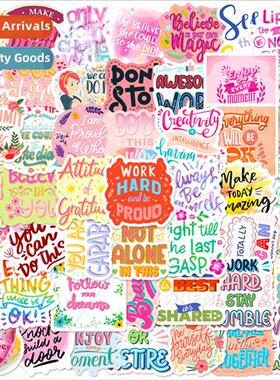 50 Pink Cute Healing Text Stickers ins English Notebook Wate