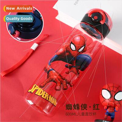 Spider-Man childrens plastic cup Frozen straw drinking dual-