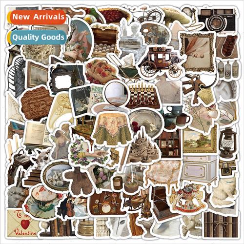 100 pcs of brown small objects stickers retro palace  decora